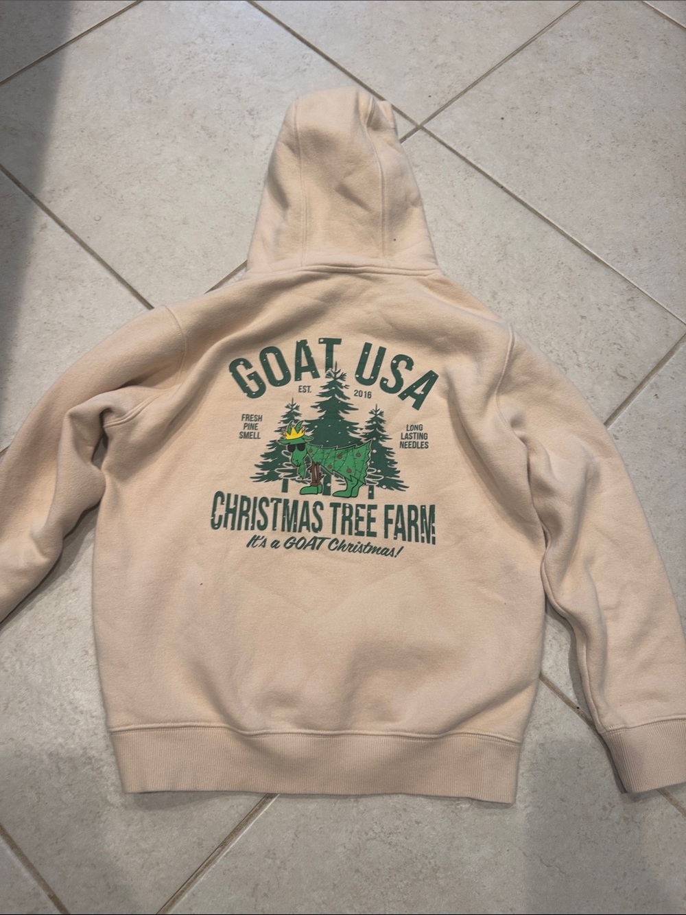 GOAT USA Kids' Cream Hoodie - Christmas Tree Farm Graphic